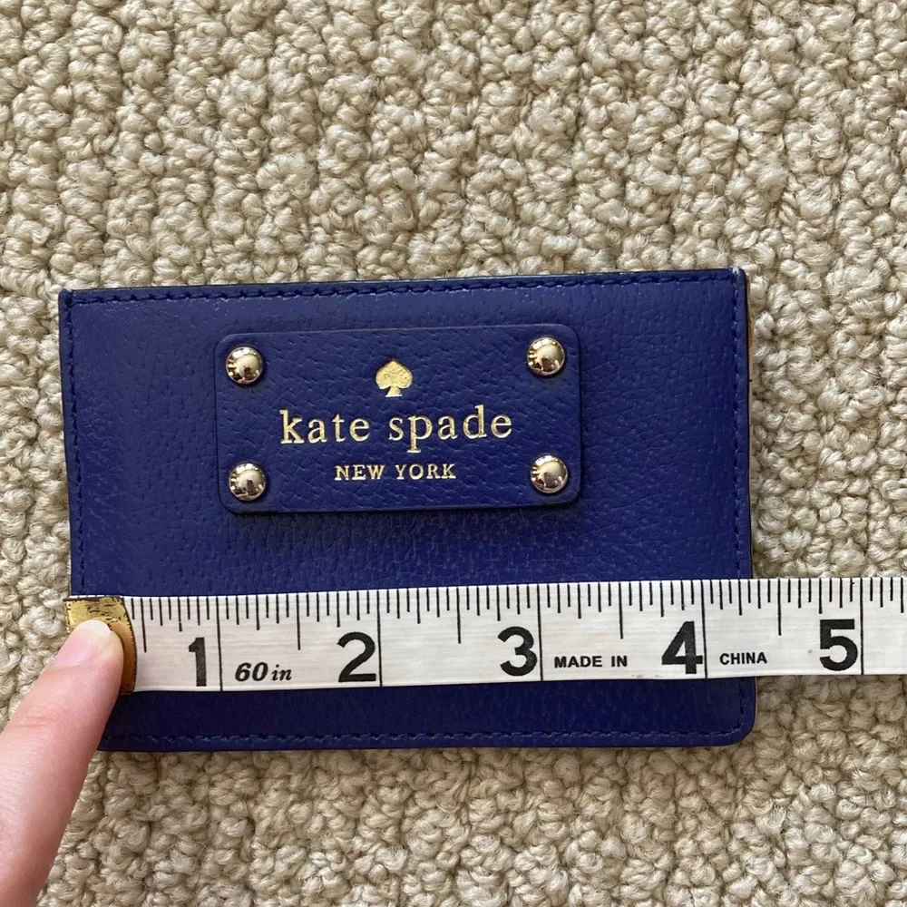 Kate Spade Cardholder Wallet Leather Navy Blue Tan Like New Small Colorblock